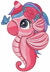 Sea unicorn and buttefly embroidery design