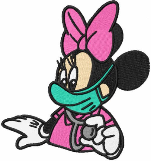 Minnie mouse nurse with stethoscope embroidery design