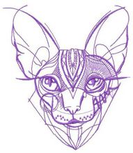 Hairless cat embroidery design