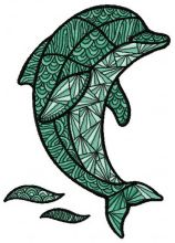 Mosaic dolphin embroidery design