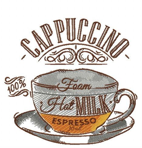 Secret of cappuccino machine embroidery design 