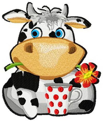 Lovely cow machine embroidery design