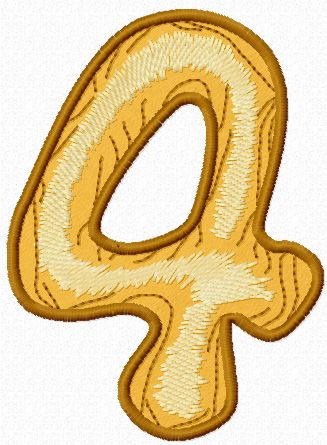 Wooden number Four free machine embroidery design