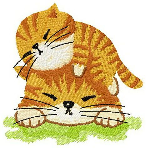 Two cats machine embroidery design