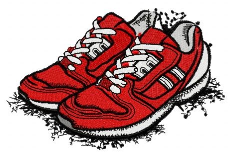 Red sneakers machine embroidery design