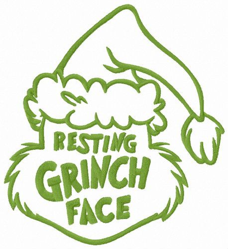 Resting Grinch face funny hat machine embroidery design 