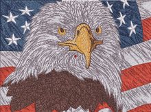 Eagle and American flag embroidery design