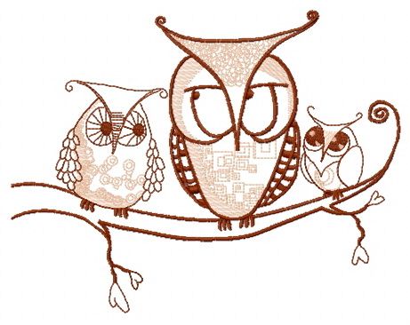 Bizarre owls 2 machine embroidery design