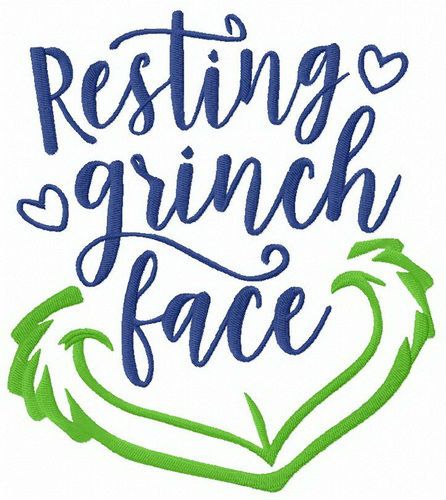 Resting Grinch face machine embroidery design 