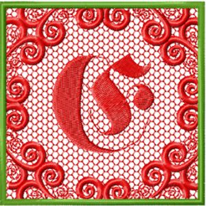 Monogram letter E style 1 embroidery design