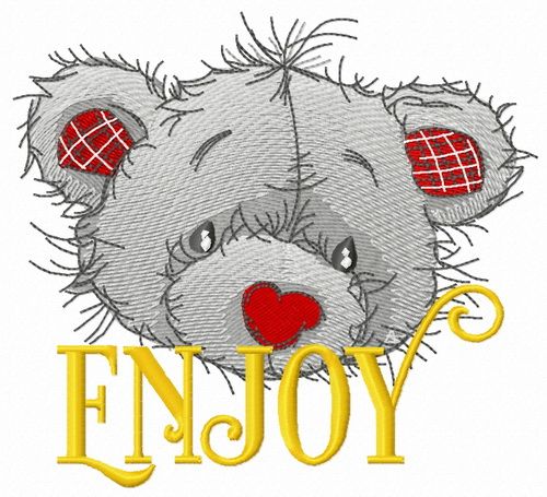 Teddy bear enjoy machine embroidery design