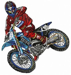 Motorcycle racer embroidery design