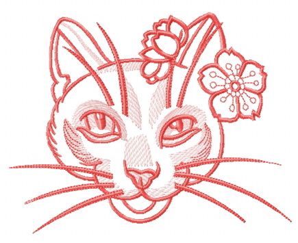 Stylish kitty one color machine embroidery design