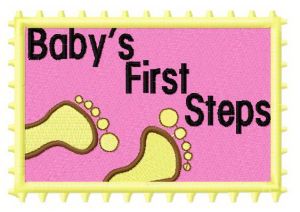 Baby's first steps embroidery design