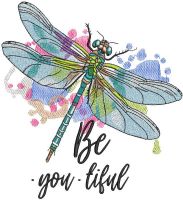 Magic rainbow dragonfly embroidery design