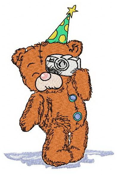 Teddy bear the photographer machine embroidery design