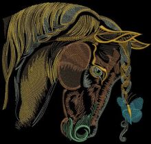 Sad horse embroidery design