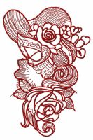 Wild rose girl 2 embroidery design