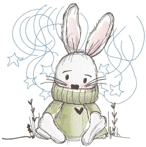 Bunny in a sweater free embroidery design