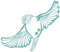 Desenho de bordado grátis pássaro azul 4