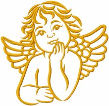 Dreaming baby angel one colored embroidery design