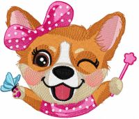 Corgi party time embroidery design