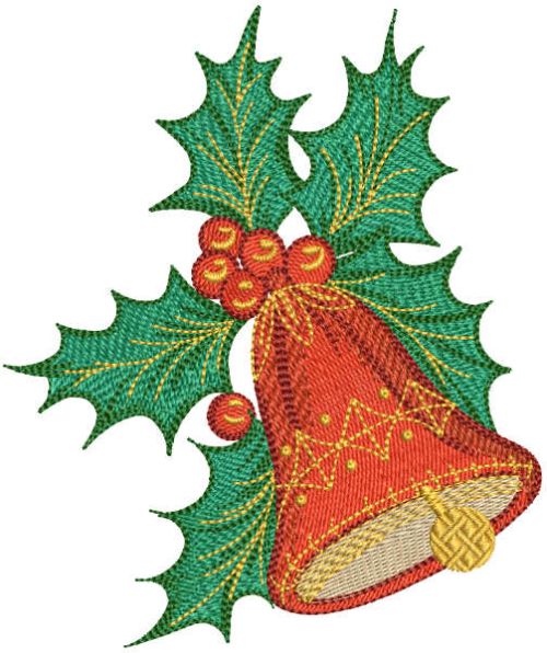 Red Christmas bell embroidery design