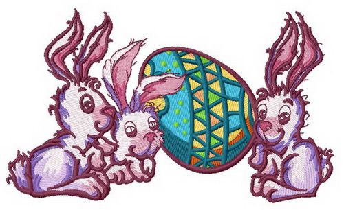 Easter bunnies machine embroidery design