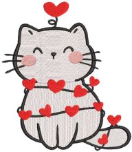 Cat garland of love embroidery design