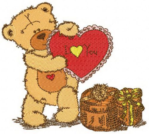 Teddy bear I love you 2 machine embroidery design