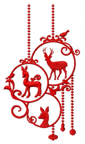 Christmas decoration with deer 3 machine embroidery design