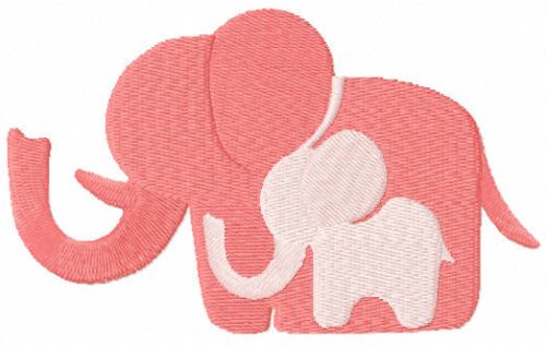Elephant mom with baby free embroidery design