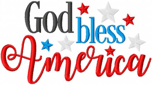 god bless america embroidery design 2