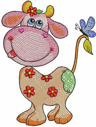 Summer cow machine embroidery design
