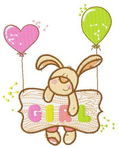 Bunny girl machine embroidery design