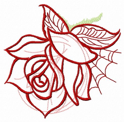 Rose and web machine embroidery design
