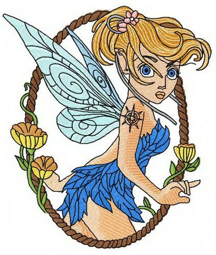 Scared Tinkerbell 3 machine embroidery design