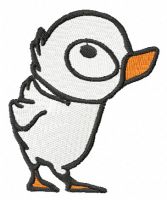 Inquisitive duckling embroidery design