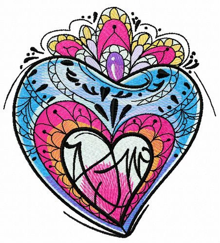 Fancy heart machine embroidery design