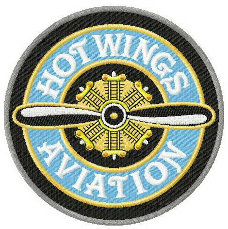 Hot wings aviation machine embroidery design