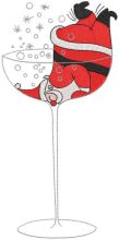 Santa Claus in a Glass of Champagne embroidery design