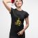 christmas t-shirt with golden christmas tree and gift free embroidery design woman with santa hat