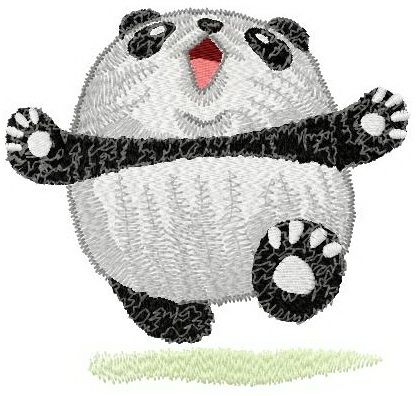 Running panda machine embroidery design