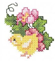 Cute Easter chicken cross stitch free embroidery design