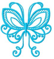 Blue swirl butterfly embroidery design