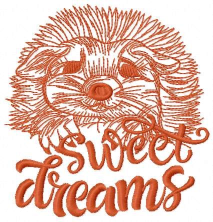 Hedgehog sweet dream embroidery design 2