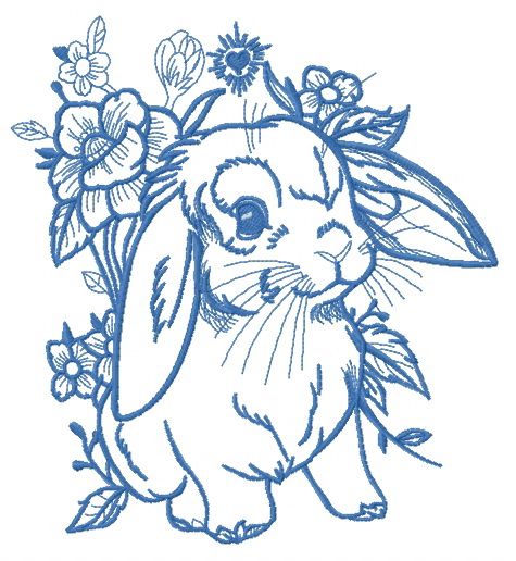 Lop-eared bunny 9 machine embroidery design