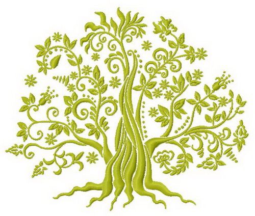 Green tree 3 machine embroidery design