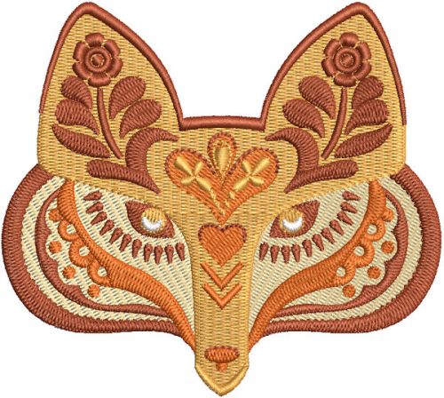 folklore fox embroidery design