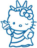 Hello Kitty Statue of Liberty one color embroidery design